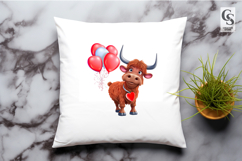 Highland Cow Valentine Heart Illustration PNG Product Image 3