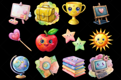 Back to School Png, Kawaii School Watercolor Clipart Product Image 2