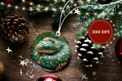 Christmas Ornament Design, Wooden Snake Round Ornament PNG Product Image 2