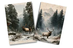 Winter Elk Forest Junk Journal Pages Product Image 2
