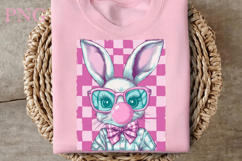 Retro Easter Bunny Blowing Bubble PNG Product Image 2