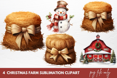 Watercolor Christmas Farm Sublimation Clipart Product Image 1