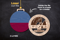 Ice Climbing Sport Medal SVG laser cut files for Glowforge Product Image 2