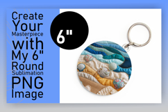 Artful Round Design Keychain Template , Summer Beach Product Image 1