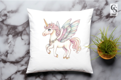 Watercolor Winged Unicorn Clipart Sublimation PNG Product Image 2