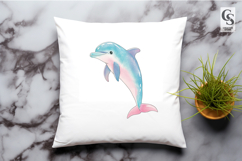 Cute Dolphin Watercolor Clipart Sublimation PNG Product Image 2