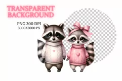 Valentine’s Day Couple Wildlife Watercolor Clipart Product Image 2