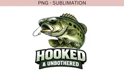 Hooked and Unbothered PNG | Funny Fishing Design Product Image 2