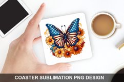 4Th Of July Butterfly- Coaster Sublimation Design Product Image 1