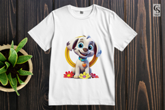 Cute Puppy Flower Circle Clipart Sublimation PNG Product Image 2