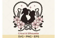 Western Wedding SVG | Cowboy Couple Floral Horseshoe Product Image 1