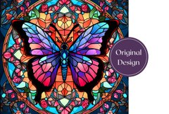Butterfly Tumbler Wrap, Stained Glass Butterfly Sublimation Product Image 2