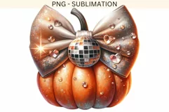 Coquette Pumpkin PNG with Bow, Disco Ball Pumpkin Product Image 4