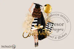 Graduation Brunette Girl PNG Congrats Grad Sticker Bag Product Image 2