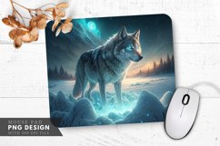 Sapphire Eyed Wolf in Glowing Snow Mouse Pad PNG Design Product Image 1