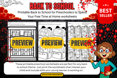 Printable Back to School Pre-K Worksheets student school Product Image 2