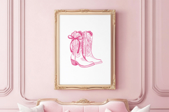 Pink Coquette Bow Cowboy Boot Print Product Image 1