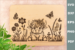 Baby Highland cow Design, Cutting board SVG, Laser cut SVG Product Image 1