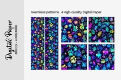 Dog Paw Digital Paper Seamless Scrapbook Paper Product Image 2