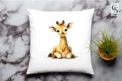 Cute Watercolor Baby Giraffe Clipart Sublimation PNG Product Image 2