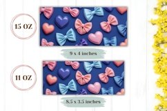 Cute Bows Mug Wrap Design, Love Hearts Mug Sublimation Product Image 2