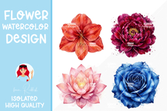 4 Watercolor Flower Heads Product Image 1