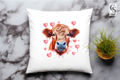 Cute Cow Holding Heart Valentine Farm Animal PNG Product Image 3
