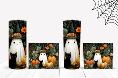Floral Halloween Tumbler, Halloween Pumpkins Tumbler PNG Product Image 2