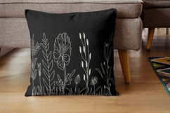 Modern Line Floral Border Embroidery Cushion Design Product Image 1