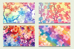 Rainbow Cherry Blossom Floral Cutting Boards sublimation Des Product Image 2