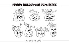 A set of sketches, doodles of funny Halloween pumpkins. Product Image 1