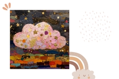 Cartoon Clouds Pillow Case Design, Stars Pillow Template Product Image 2