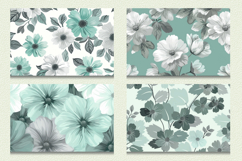 Mint &amp; Grey Flowers Cutting Boards sublimation Design Product Image 2