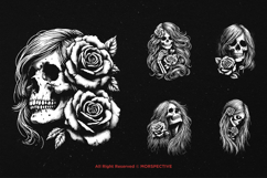 10 Bundle Dark Art Skull Lady Girl with Rose Women Skeleton Product Image 3