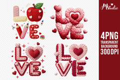 Teacher Knitted LOVE Valentine Latch Hook Yarn PNG Sublimati Product Image 1