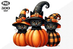 Halloween Cat And Pumpkin Sublimation - Clipart PNG Design Product Image 1