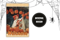 Vintage Halloween Pumpkins Garden Flag, Welcome Garden Flag Product Image 2