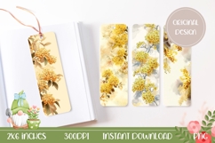 Yellow Flowers Bookmark Template, Floral Bookmark Print Product Image 1