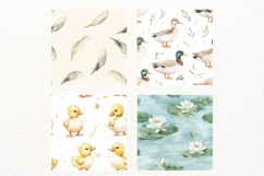 Mallard Duck Watercolor Seamless Pattern 10 JPG Lake in Park Product Image 3