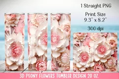 3d Peony flowers Tumbler Design 20 oz. PNG. Product Image 3