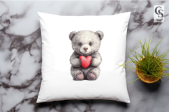 Cute Teddy Bear With Heart Clipart Sublimation PNG Product Image 3