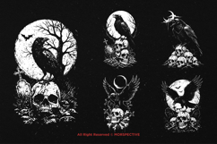 10 Bundle Dark Art Death Crows Skull Bird Flying Darkness Product Image 3