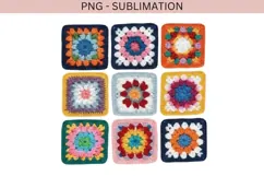 Crochet granny squares png design for T-shirts Product Image 2