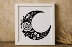 Floral Crescent Moon SVG Product Image 1