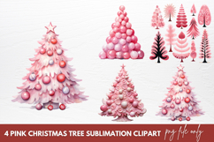 Pink Christmas Tree Sublimation Clipart Product Image 1