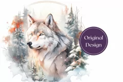 Christmas Tumbler Wrap PNG, Winter Wolf Sublimation Design Product Image 2