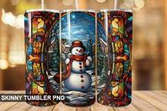 Stained Glass Christmas Snowman PNG Tumbler Design Product Image 1
