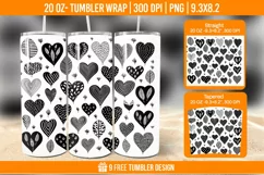 3D Cute Heart Tumbler Wrap Designs, Sublimation Wrap Product Image 1