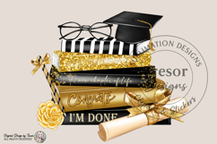 Graduation Books PNG Congrats Grad Gold &amp; black Glam Design Product Image 1