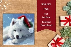 Cute Christmas Dog Square Coasters, Christmas Animals PNG Product Image 2